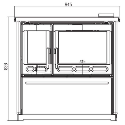  Печь плита Plamen 850 GLAS (белая, труба справа) 
