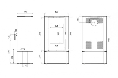  Печь-камин Defro HOME SOLUM LOG, 9кВт, белая сталь
