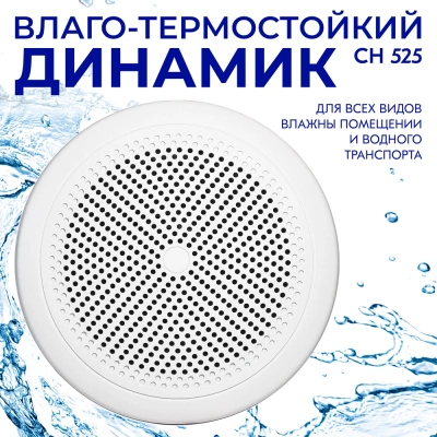 Влагостойкий динамик Steam & Water - СН525 WHITE для бани, сауны, хамама, катера, яхты, влажных помещений Влагостойкий динамик Steam & Water - СН525 WHITE для бани, сауны, хамама, катера, яхты, влажных помещений