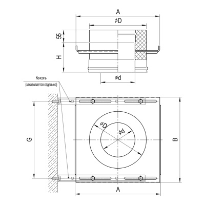 Площадка монтажная (430+нерж.) диам. 115х200