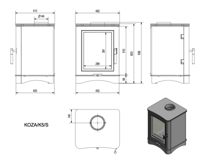  Печь-камин Kratki Koza K 5 S (K 5 S) 