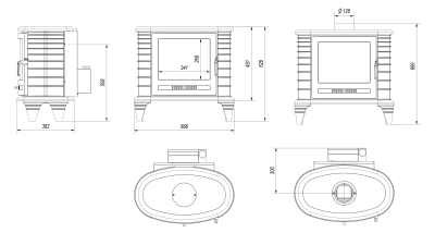  Чугунная печь Kratki Koza K 8 (с турбиной) 